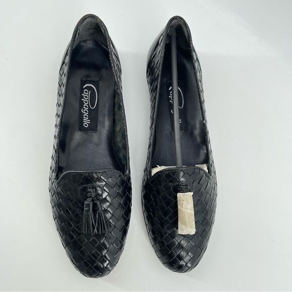 Vintage Pappagallo Women’s Black Woven Leather Tassel Fringe Loafers Size 6.5 - Picture 3 of 17